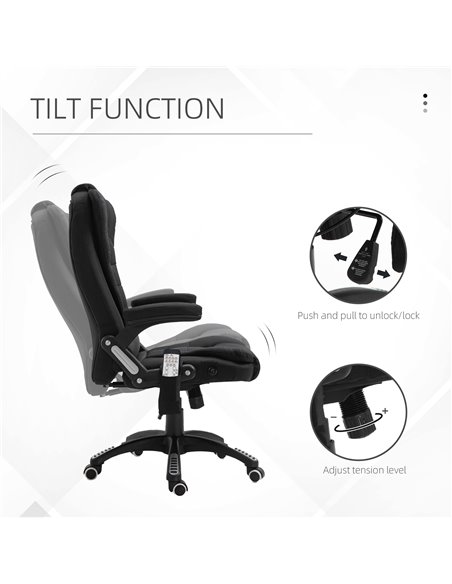 Vinsetto Massage Recliner Chair Heated Office Chair with Six Massage Points Linen-Feel Fabric 360���� Swivel Wheels Black - pic 8458 | FastDaddyshop