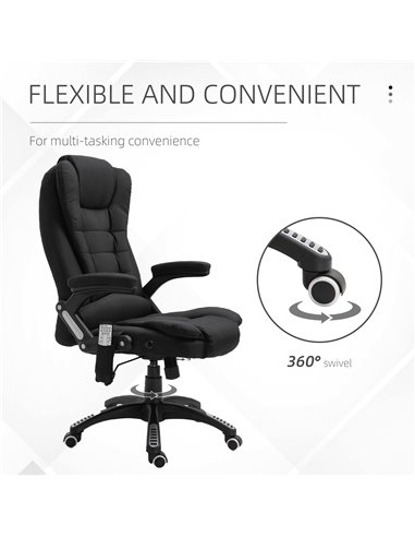 Vinsetto Massage Recliner Chair Heated Office Chair with Six Massage Points Linen-Feel Fabric 360���� Swivel Wheels Black