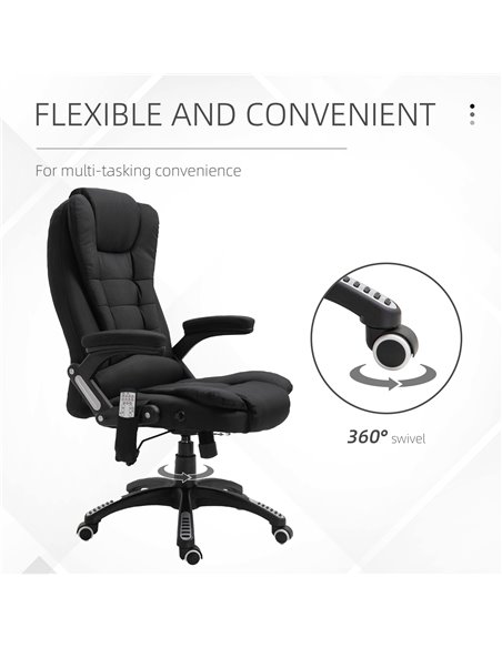 Vinsetto Massage Recliner Chair Heated Office Chair with Six Massage Points Linen-Feel Fabric 360���� Swivel Wheels Black - pic 8461 | FastDaddyshop