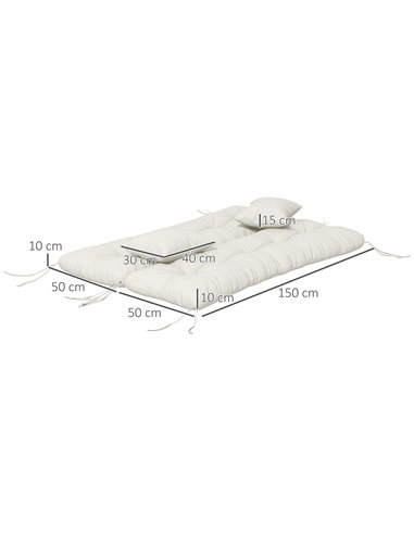 Outsunny Patio Chair Cushion Set with Back and Seat Cushions, 4-Piece, Ties Included, White 84G-356V70WT