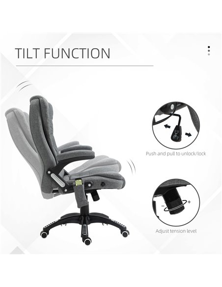Vinsetto Massage Recliner Chair Heated Office Chair with Six Massage Points Linen-Feel Fabric 360���� Swivel Wheels Grey - pic 8466 | FastDaddyshop