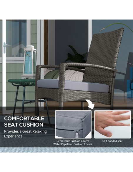 Outsunny Outdoor PE Rattan Rocking Chair Set of 2, Garden Rocking Chair Set with Armrest and Cushion, Grey 867-P003 - pic 84687 | FastDaddyshop
