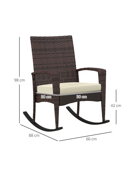 Outsunny Outdoor PE Rattan Rocking Chair Set of 2, Garden Rocking Chair Set with Armrest and Cushion, Brown 867-P004 - pic 84694 | FastDaddyshop