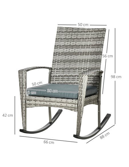 Outsunny Outdoor PE Rattan Rocking Chair Set of 2, Garden Rocking Chair Set with Armrest and Cushion, Light Grey 867-P005 - pic 84703 | FastDaddyshop