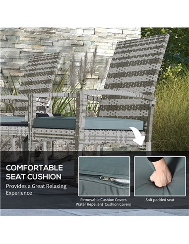 Outsunny Outdoor PE Rattan Rocking Chair Set of 2, Garden Rocking Chair Set with Armrest and Cushion, Light Grey 867-P005