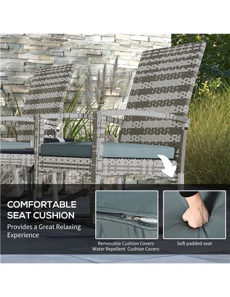 Outsunny Outdoor PE Rattan Rocking Chair Set of 2, Garden Rocking Chair Set with Armrest and Cushion, Light Grey 867-P005 - pic 84706 | FastDaddyshop