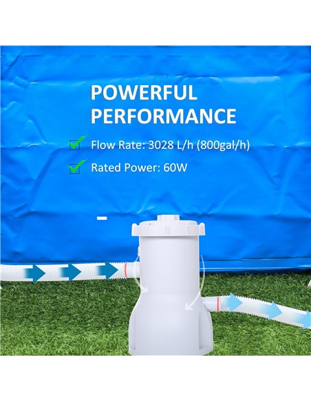 Outsunny Cartridge Filter Pump for 13'-15' Above Ground Pools, 800GPH (3028 LPH) Swimming Pool Filter Pump with Hose and Hose Cl - pic 84722 | FastDaddyshop