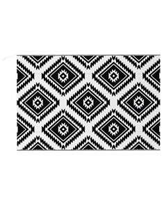 Outsunny Reversible Outdoor Rug with LED Lights, Plastic Straw, 182 x 274cm, Black and White 844-836V00MX