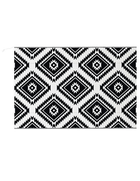Outsunny Reversible Outdoor Rug with LED Lights, Plastic Straw, 182 x 274cm, Black and White 844-836V00MX - pic 84773 | FastDaddyshop