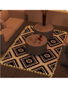 Outsunny Reversible Outdoor Rug with LED Lights, Plastic Straw, 182 x 274cm, Black and White 844-836V00MX 2