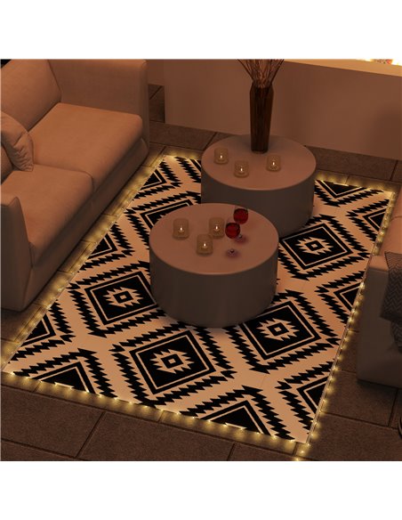 Outsunny Reversible Outdoor Rug with LED Lights, Plastic Straw, 182 x 274cm, Black and White 844-836V00MX - pic 84774 | FastDaddyshop