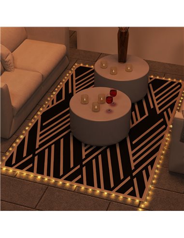 Outsunny Reversible Outdoor Rug with LED Lights, Plastic Straw, 182 x 274cm, Black and Coffee 844-838V00MX