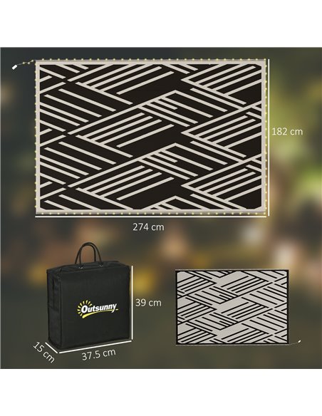 Outsunny Reversible Outdoor Rug with LED Lights, Plastic Straw, 182 x 274cm, Black and Coffee 844-838V00MX - pic 84784 | FastDaddyshop