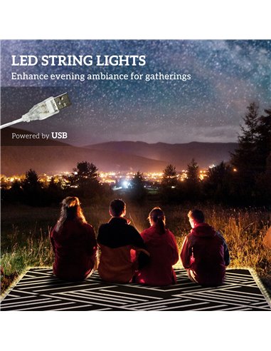 Outsunny Reversible Outdoor Rug with LED Lights, Plastic Straw, 182 x 274cm, Black and Coffee 844-838V00MX