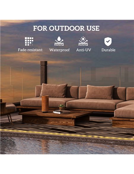 Outsunny Reversible Outdoor Rug with LED Lights, Plastic Straw, 182 x 274cm, Black and Coffee 844-838V00MX - pic 84788 | FastDaddyshop