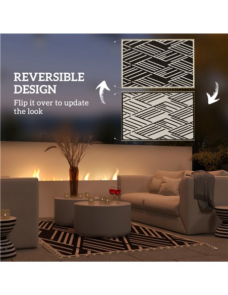Outsunny Reversible Outdoor Rug with LED Lights, Plastic Straw, 182 x 274cm, Black and Coffee 844-838V00MX - pic 84789 | FastDaddyshop