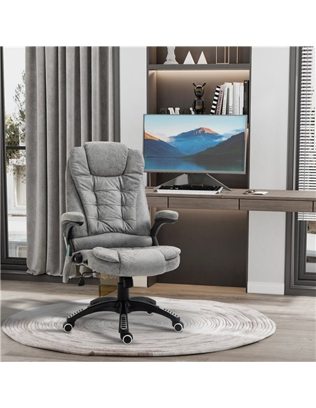 Vinsetto Massage Recliner Chair Heated Office Chair with Six Massage Points Microfiber Cloth 360���� Swivel Wheels Grey - pic 8479 | FastDaddyshop