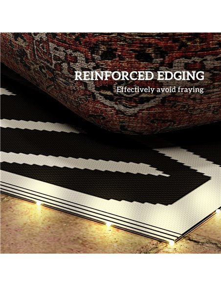Outsunny Reversible Outdoor Rug with LED Lights, Plastic Straw, 182 x 274cm, Black and Coffee 844-838V00MX - pic 84790 | FastDaddyshop
