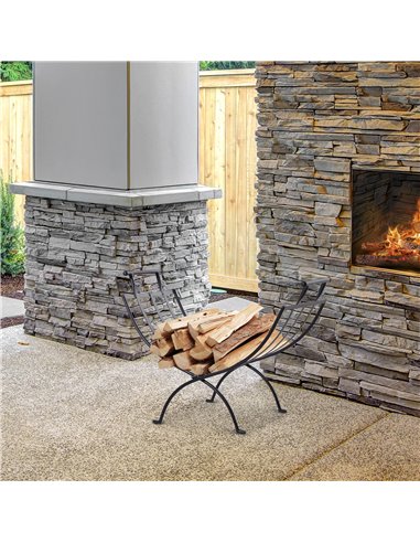 Outsunny Folding Wood Log Holder Fireplace Storage Rack Matte Metal Elevated Indoor Outdoor 45x35cm Black 820-150
