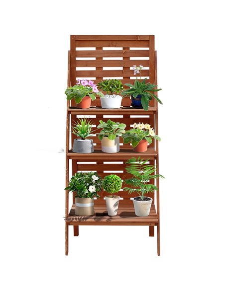 Outsunny Solid Wood Three-Tier Plant Rack, Orange Wood Colour 845-274 - pic 84809 | FastDaddyshop