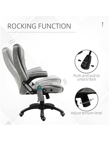 Vinsetto Massage Recliner Chair Heated Office Chair with Six Massage Points Microfiber Cloth 360���� Swivel Wheels Grey