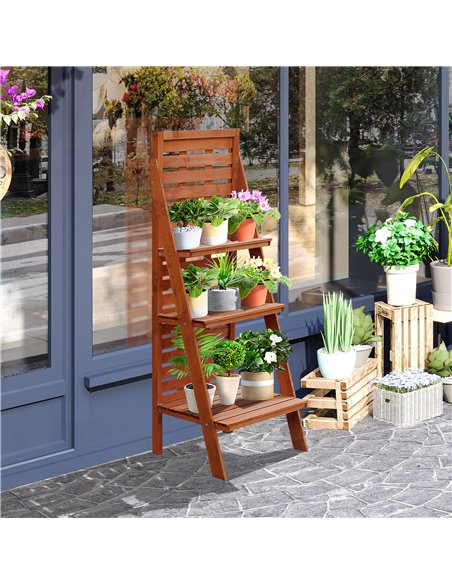 Outsunny Solid Wood Three-Tier Plant Rack Outdoor Organiser Unit Flower Herb Stand Ladder Design Storage Holder 845-274 - pic 84810 | FastDaddyshop