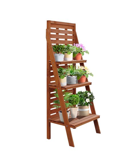 Outsunny Solid Wood Three-Tier Plant Rack Outdoor Organiser Unit Flower Herb Stand Ladder Design Storage Holder 845-274 - pic 84817 | FastDaddyshop