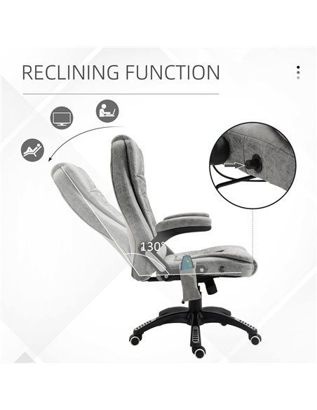 Vinsetto Massage Recliner Chair Heated Office Chair with Six Massage Points Microfiber Cloth 360���� Swivel Wheels Grey - pic 8482 | FastDaddyshop
