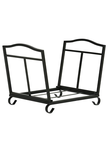 Outsunny Firewood Log Rack Fireplace Log Holder Wood Storage Rack with Scrolls, Foldable, 48x34x37cm, Black 842-200 - pic 84827 | FastDaddyshop