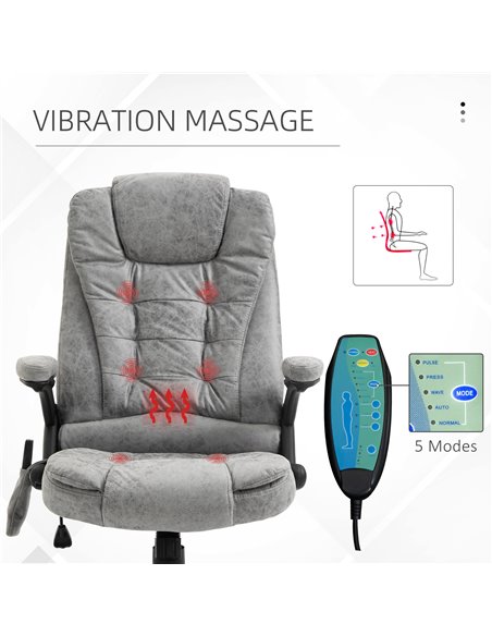 Vinsetto Massage Recliner Chair Heated Office Chair with Six Massage Points Microfiber Cloth 360���� Swivel Wheels Grey - pic 8483 | FastDaddyshop