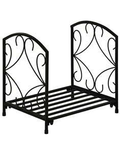 Outsunny Firewood Log Rack Fireplace Log Holder Wood Storage Rack with Side Scrolls, for Outdoor and Indoor use, 39.5 x 31.5 x 3