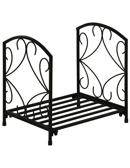 Outsunny Firewood Log Rack Fireplace Log Holder Wood Storage Rack with Side Scrolls, for Outdoor and Indoor use, 39.5 x 31.5 x 3 - pic 84845 | FastDaddyshop