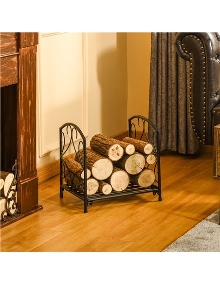 Outsunny Firewood Log Rack Fireplace Log Holder Wood Storage Rack with Side Scrolls, for Outdoor and Indoor use, 39.5 x 31.5 x 3 - pic 84846 | FastDaddyshop