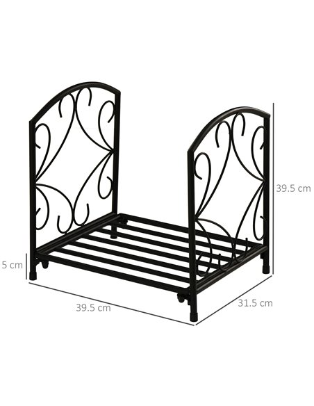Outsunny Firewood Log Rack Fireplace Log Holder Wood Storage Rack with Side Scrolls, for Outdoor and Indoor use, 39.5 x 31.5 x 3 - pic 84847 | FastDaddyshop