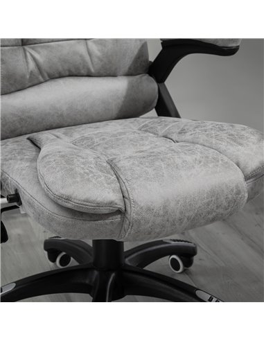 Vinsetto Massage Recliner Chair Heated Office Chair with Six Massage Points Microfiber Cloth 360���� Swivel Wheels Grey