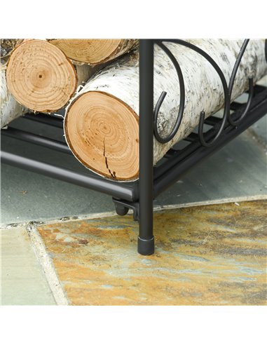 Outsunny Firewood Log Rack Fireplace Log Holder Wood Storage Rack with Side Scrolls, for Outdoor and Indoor use, 39.5 x 31.5 x 3