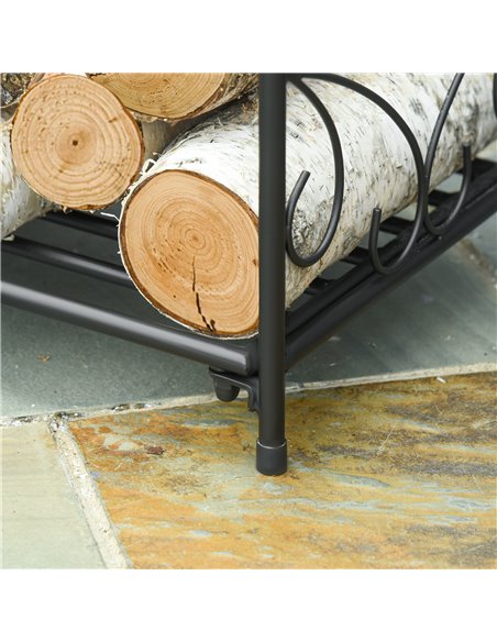 Outsunny Firewood Log Rack Fireplace Log Holder Wood Storage Rack with Side Scrolls, for Outdoor and Indoor use, 39.5 x 31.5 x 3 - pic 84852 | FastDaddyshop