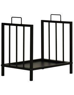 Outsunny Firewood Log Rack Fireplace Log Holder Wood Storage Rack with 2 Handles, for Outdoor and Indoor Use, 42 x 32.5 x 46cm, 