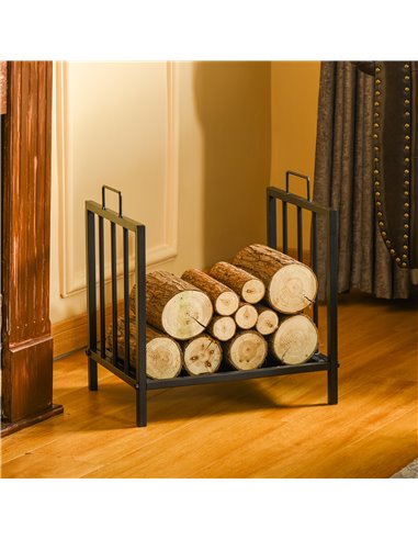 Outsunny Firewood Log Rack Fireplace Log Holder Wood Storage Rack with 2 Handles, for Outdoor and Indoor Use, 42 x 32.5 x 46cm, 