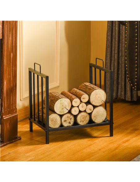 Outsunny Firewood Log Rack Fireplace Log Holder Wood Storage Rack with 2 Handles, for Outdoor and Indoor Use, 42 x 32.5 x 46cm,  - pic 84855 | FastDaddyshop
