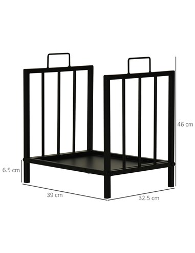 Outsunny Firewood Log Rack Fireplace Log Holder Wood Storage Rack with 2 Handles, for Outdoor and Indoor Use, 42 x 32.5 x 46cm, 
