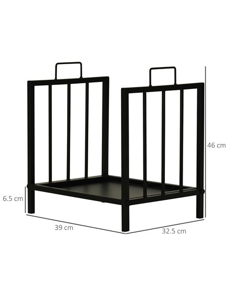 Outsunny Firewood Log Rack Fireplace Log Holder Wood Storage Rack with 2 Handles, for Outdoor and Indoor Use, 42 x 32.5 x 46cm,  - pic 84856 | FastDaddyshop
