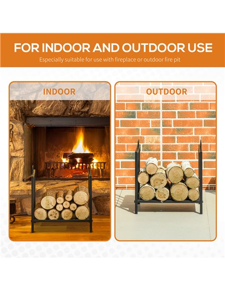 Outsunny Firewood Log Rack Fireplace Log Holder Wood Storage Rack with 2 Handles, for Outdoor and Indoor Use, 42 x 32.5 x 46cm,  - pic 84859 | FastDaddyshop