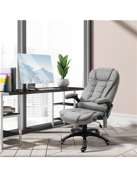 Vinsetto Massage Recliner Chair Heated Office Chair with Six Massage Points Microfiber Cloth 360���� Swivel Wheels Grey - pic 8486 | FastDaddyshop