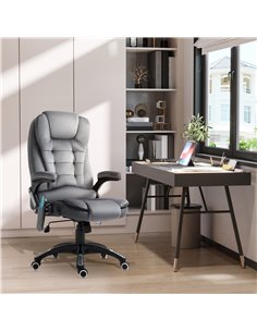 Vinsetto Heated Office Chair with Six Massage Points, Velvet-Feel Fabric, 360° Swivel Wheels, Grey 2