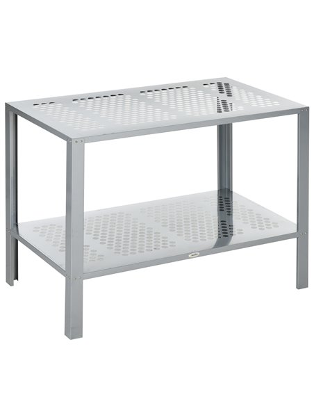 Outsunny 2-Tier Plant Stand, Corner Plant Shelf for Outdoor and Indoor Storage Organizer, Freestanding Flower Rack w/Steel Frame - pic 84899 | FastDaddyshop