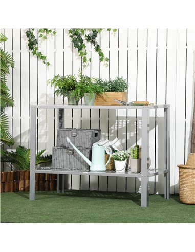 Outsunny 2-Tier Plant Stand, Corner Plant Shelf for Outdoor and Indoor Storage Organizer, Freestanding Flower Rack w/Steel Frame