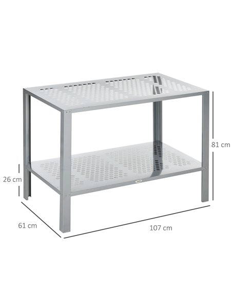Outsunny 2-Tier Plant Stand, Corner Plant Shelf for Outdoor and Indoor Storage Organizer, Freestanding Flower Rack w/Steel Frame - pic 84901 | FastDaddyshop