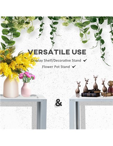 Outsunny 2-Tier Plant Stand, Corner Plant Shelf for Outdoor and Indoor Storage Organizer, Freestanding Flower Rack w/Steel Frame