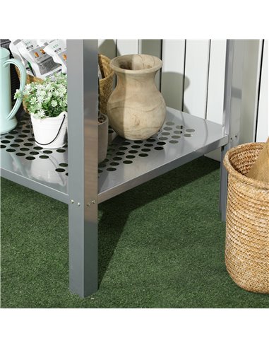 Outsunny 2-Tier Plant Stand, Corner Plant Shelf for Outdoor and Indoor Storage Organizer, Freestanding Flower Rack w/Steel Frame